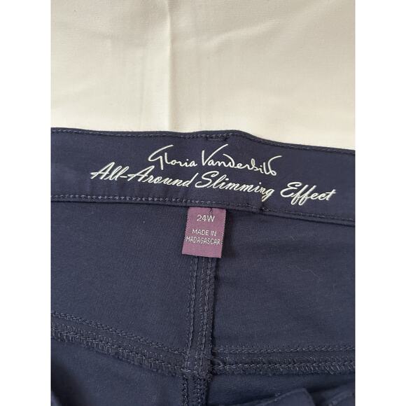 Plus 22W Gloria Vanderbilt Amanda Ponte Pants Navy Stretch Slimming - Picture 1 of 9